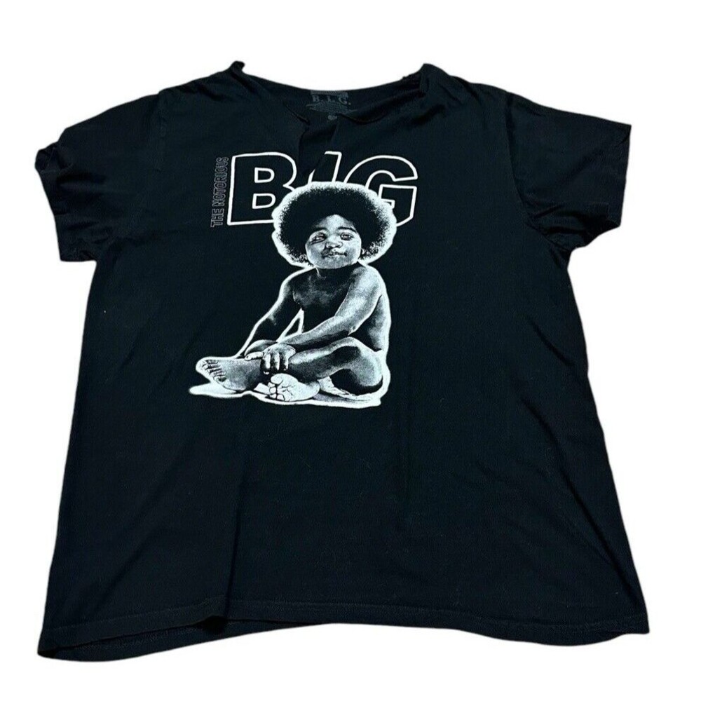 Notorious B.I.G. graphic baby T-shirt M black altered neckline short sleeve